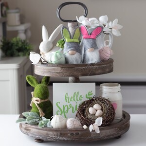 Pink and Green Ears Bunny Pair- Small Accent Piece - Easter Gnome ...