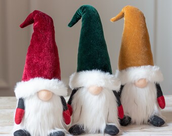 Velvet gnomes - gnome trio - holiday gift giving- Christmas decorating - nisse - gnome - gifts from santa - birthday gift - Gnome
