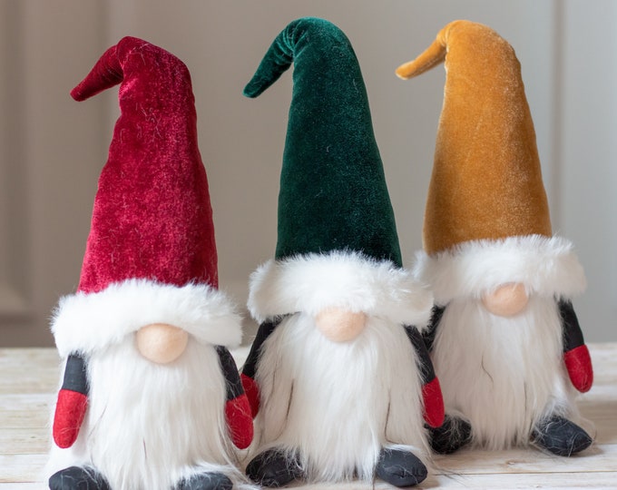 Velvet Christmas Gnome Trio – Holiday Decor, Nisse Gnomes