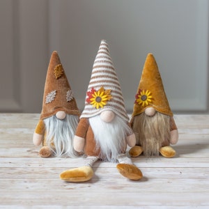 Triplets of gnomes -  autumn gnomes - fall gnomes - thanksgiving gnome  - thanksgiving tiered tray decor - gnome life - tomte - nisse