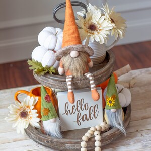 Triplets of gnomes autumn gnomes fall gnomes thanksgiving gnome thanksgiving tiered tray decor gnome life tomte nisse image 3