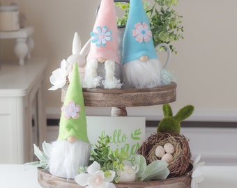 Easter decorations - Table decor for Spring time - mantel decor - Easter Gnomes- tiered tray decor- Spring Gnomes