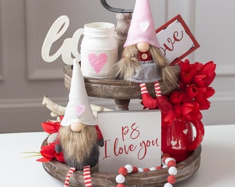 Red Pink and white Valentines Day Gnomes