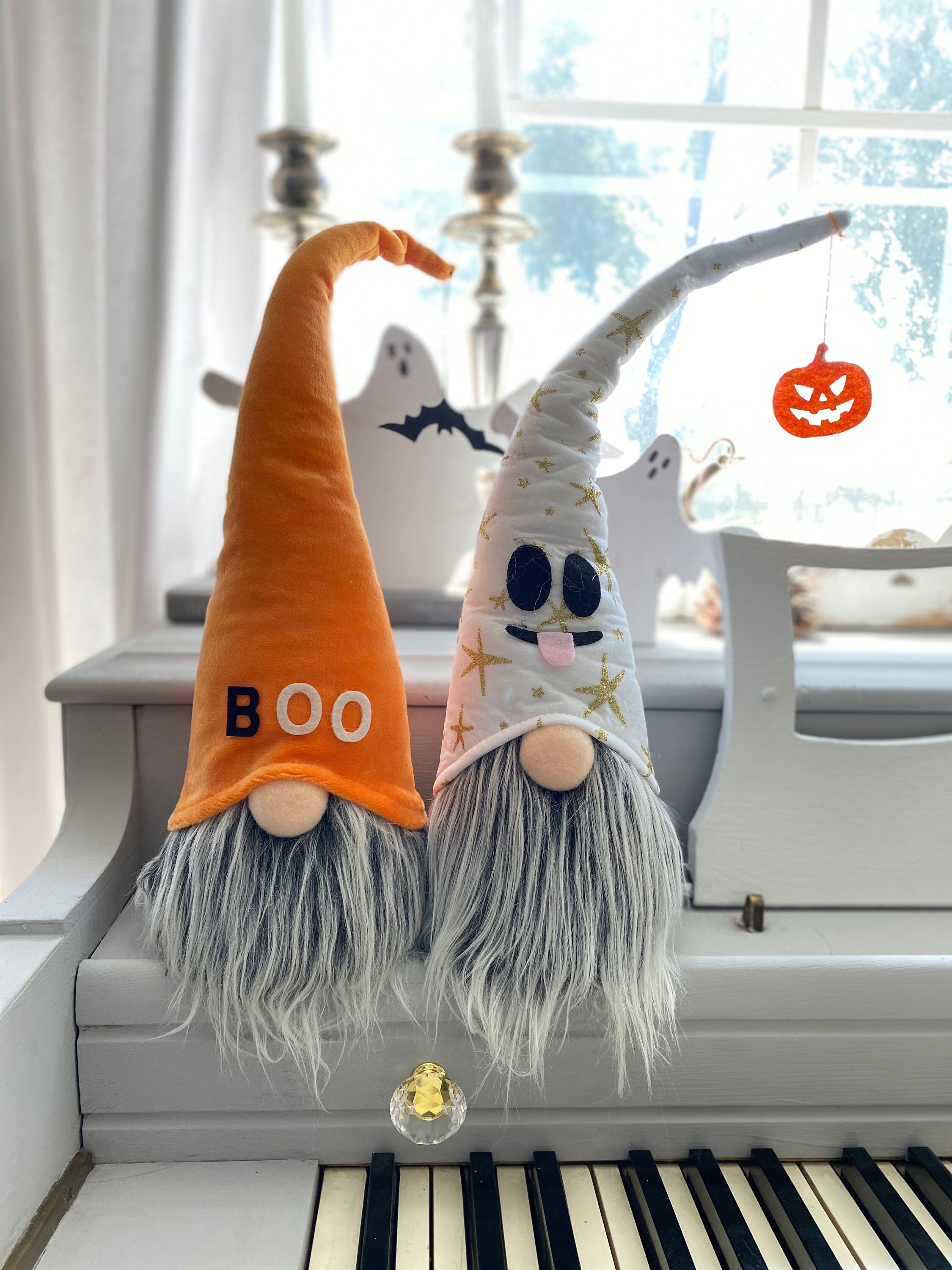 Imperfects Pair of Halloween gnomes ghost witch gnomes scary Imperfects Pair of Halloween gnomes ghost witch gnomes scary