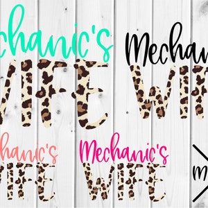 Mechanic's Wife Girl Cheetah Leopard Print Lake Beach Vinyl Decal Sticker Car Truck Yeti S'well Corkcicle Laptop Tumbler Cup Cooler Phone