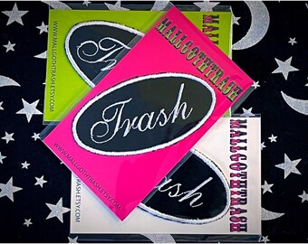 Trash iron-on embroidered patch