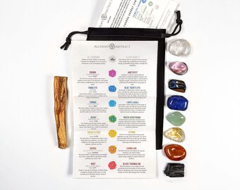Chakra Healing Meditation Crystal Set | Energy Center Alignment | Cleansing Palo Santo Smudge | Positive Energy Flow | Beginner Crystal Set