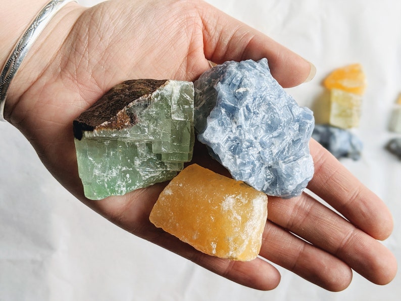 Natural Green Calcite Crystal Sets Seafoam Green Etsy