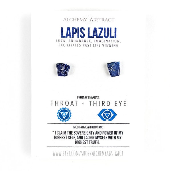 Lapis Lazuli Stud Earrings | Hypoallergenic Titanium Posts | Small Natural Blue Studs | Throat Chakra Jewelry | All Seeing Eye