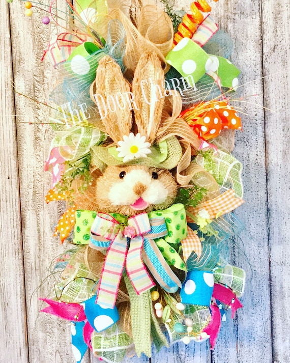 easter decor deluxe bunny wreath bunny door hanger bunny decor Cute Bunny Wreath the door charm
