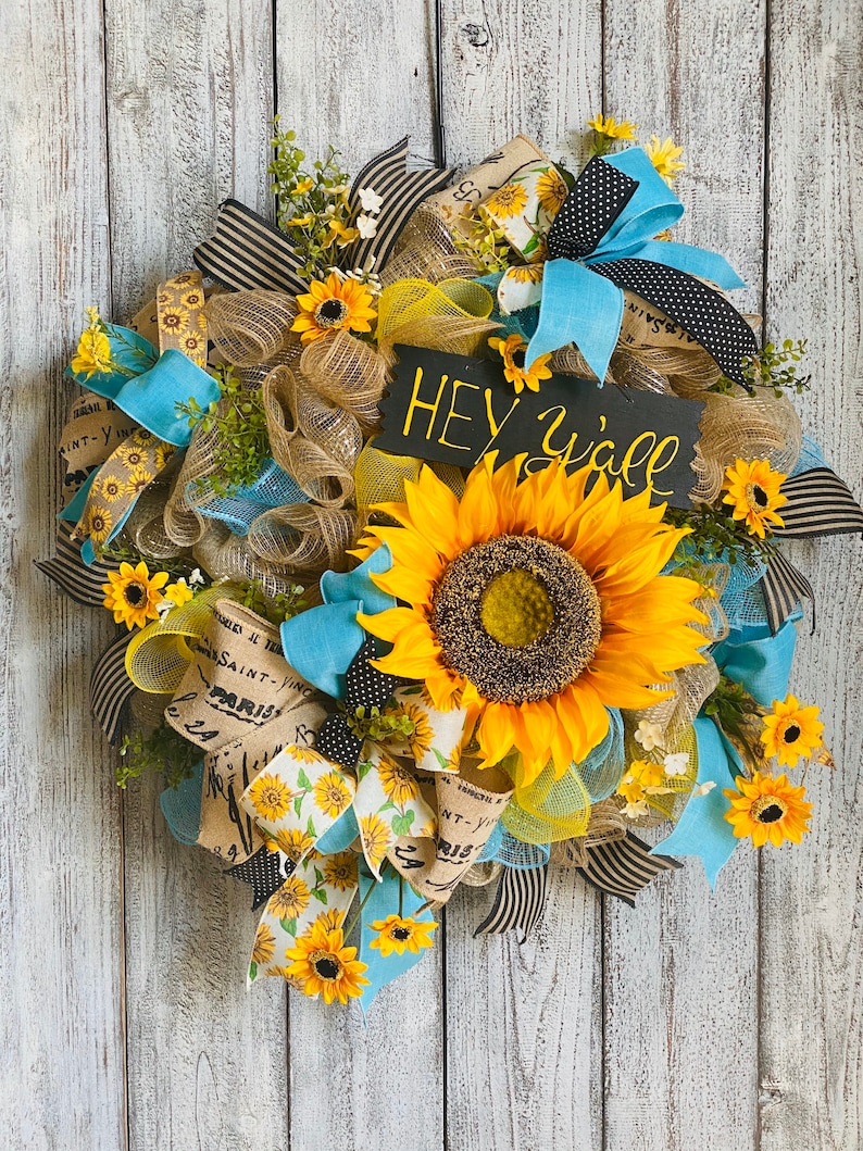 Deluxe Sunflower Wreath Sunflower Summer Wreath Sunflower Etsy