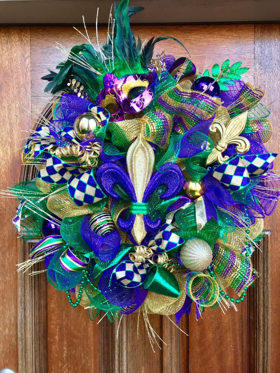 Deluxe Mardi Gras Wreath fleur de lis Mardi Gras wreath Etsy