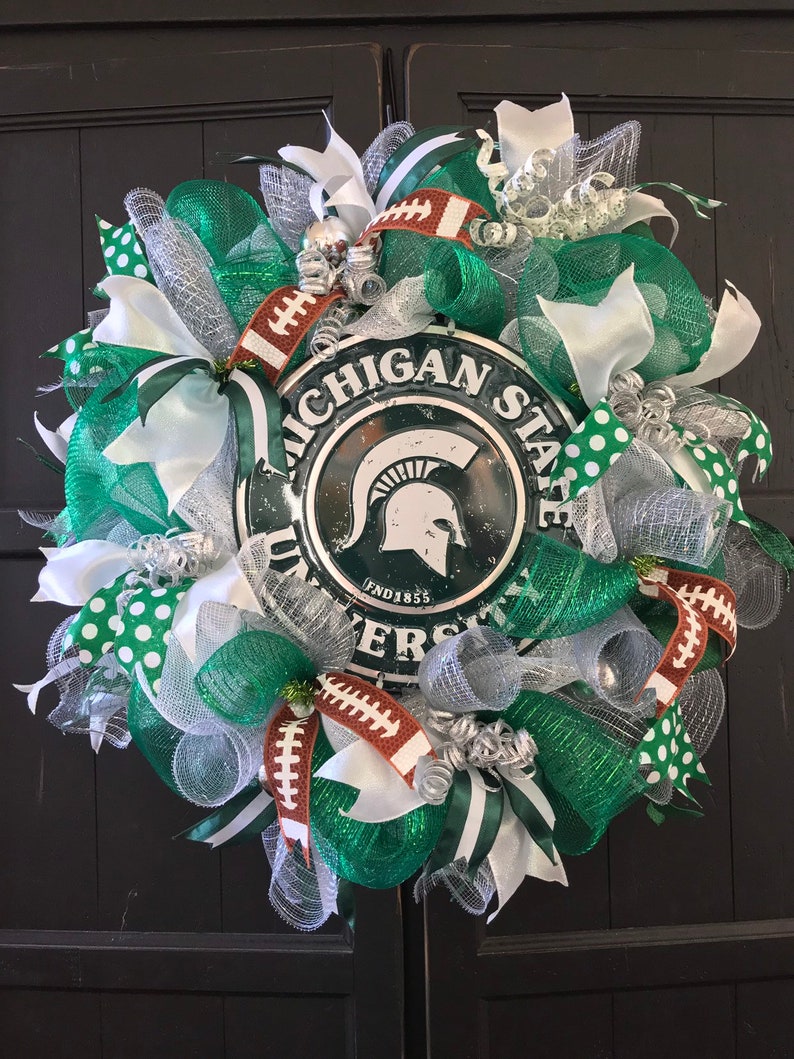 Go Sparty Msu Michigan State Spartans Go Green Go White Michigan State University Deluxe Michigan State Wreath Wreaths Door Hangers Home Living Efp Osteology Org