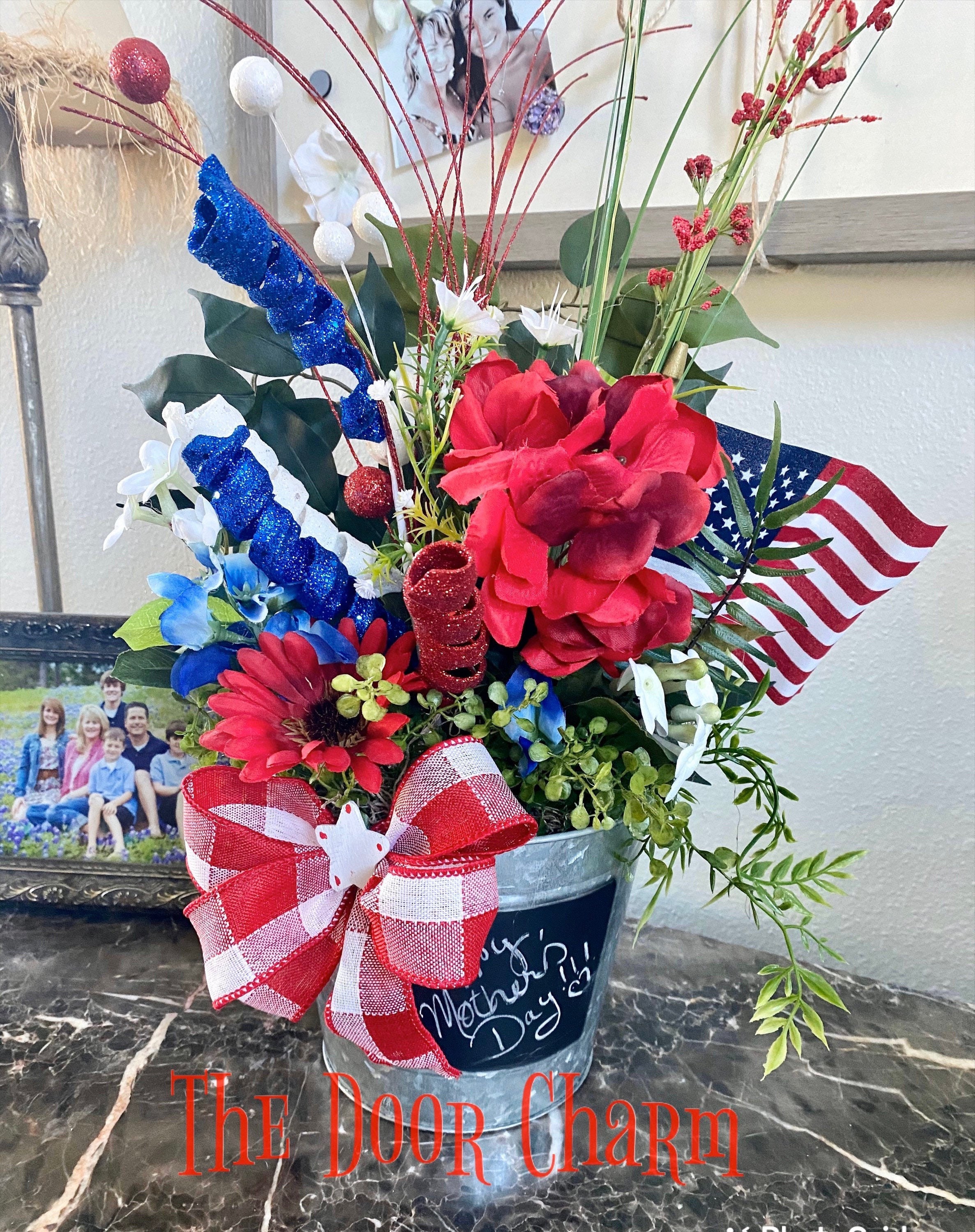 Patriotic Floral Arrangement patriotic center piece fourth Etsy
