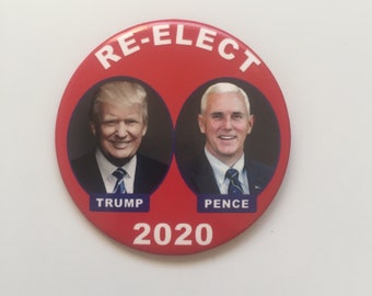 2020 Re-Elect President Donald Trump "Re-Elect 2020" 3" Button Pin Trump Pence