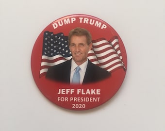 2020 Arizona Senator Jeff Flake for President 3" Button Red Pin Dump Trump