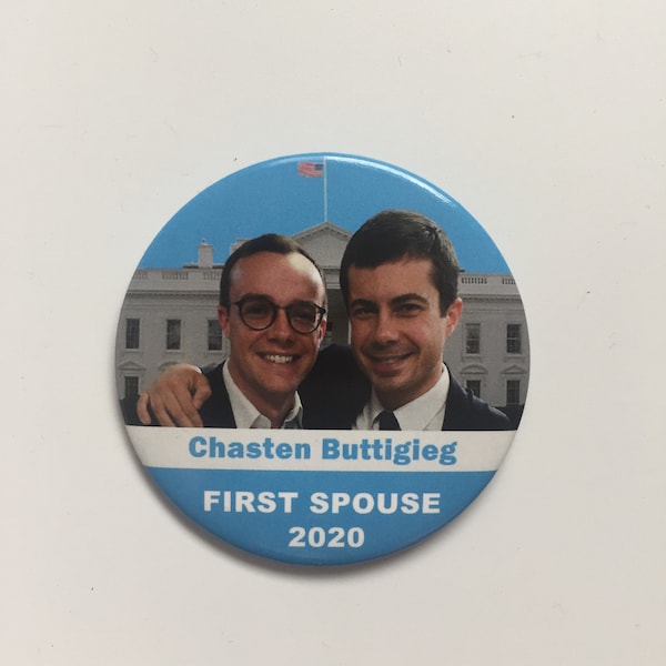 2020 First Spouse Chasten Buttigieg 3" Button Mayor Pete Buttigieg for President LGBTQ Gay Military Veteran