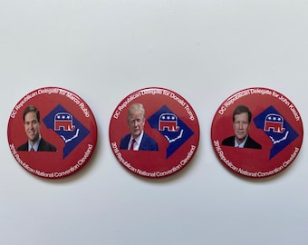 3 2016 Republican National Convention DC DELEGATE Buttons Trump Rubio Kasich