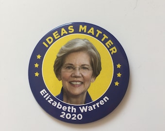 2020 Senator Elizabeth Warren for President "Idea Matter" 3" Button Pin Massachusetts Blue