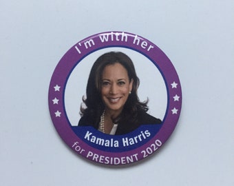 2020 Senator Kamala Harris President 3" Button I'm with her Pin Purple