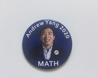 2020 Andrew Yang for President 3" Button Pin "MATH" "Andrew Yang 2020"