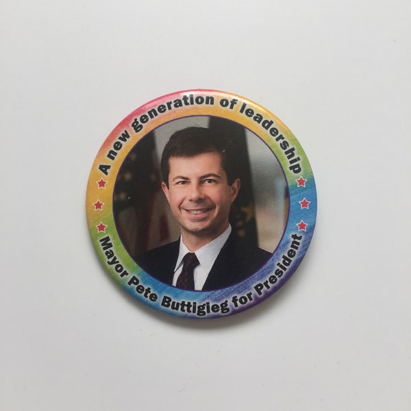 2020 Mayor Peter Buttigieg for President 3" Button New Generation of Leadership LGBTQ Gay Military Veteran