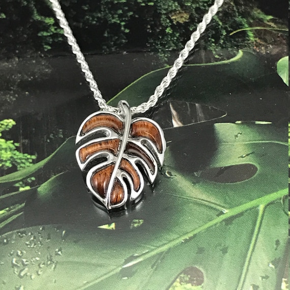 ロンハーマン シエスタポー ホワイトハーツ ネックレス ゴローズ　R2 Sterling Silver Hawaiian Koa Wood Monstera Leaf Pendant (P1178