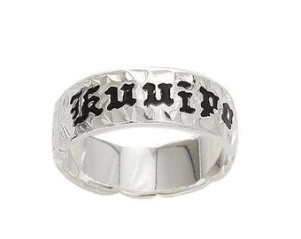 Sterling Silver 8MM Hawaiian Kuuipo Plumeria and Scroll Ring  (R205)