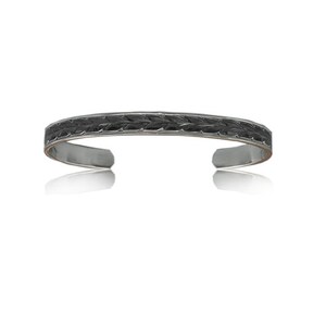 Sterling Silver Hawaiian Black Rhodium Two Toned 6mm Maile Cuff Bangle BC005 image 2