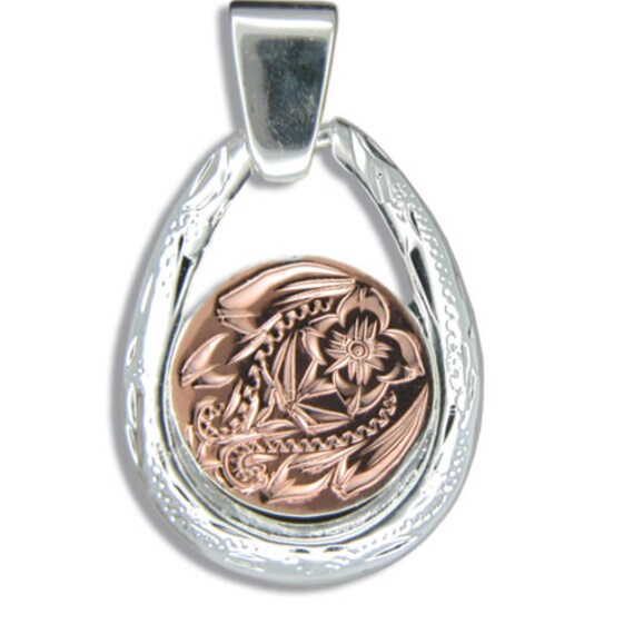 STERLING SILVER 925 HAWAIIAN CUT OUT PLUMERIA SCROLL SURFBOARD SLIDE PENDANT