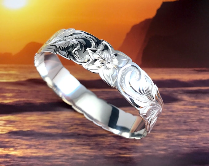 Featured listing image: Sterling Silver 15mm Hawaiian Cut-out Bangle (B237P_15MM)
