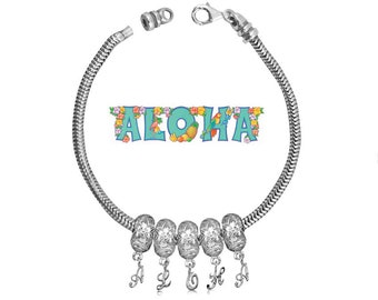 Sterling Silver ALOHA Bead Starter Bracelet with Screw End (ALOHA-SET)