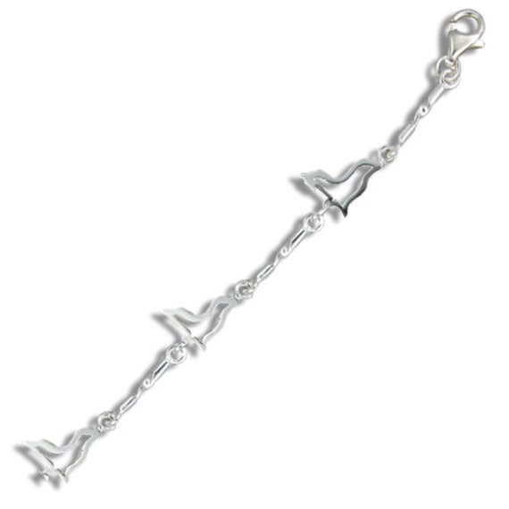 Sterling Silver Hawaiian Plumeria and Whale Tail Design Bracelet B617