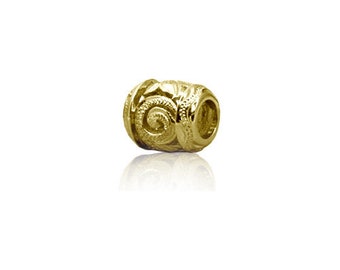 Sterling Silver Hawaiian Yellow Cut-in Scroll Bead Charm (P1083)