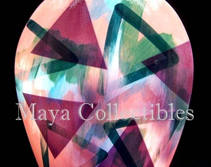 John Bergen Vase Hand Painted Studio Abstract Mid Century Modernist Large 15"