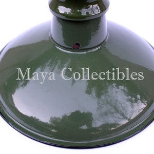 Vintage Green Porcelain Enamel Light Lamp Industrial Gas Station 12"