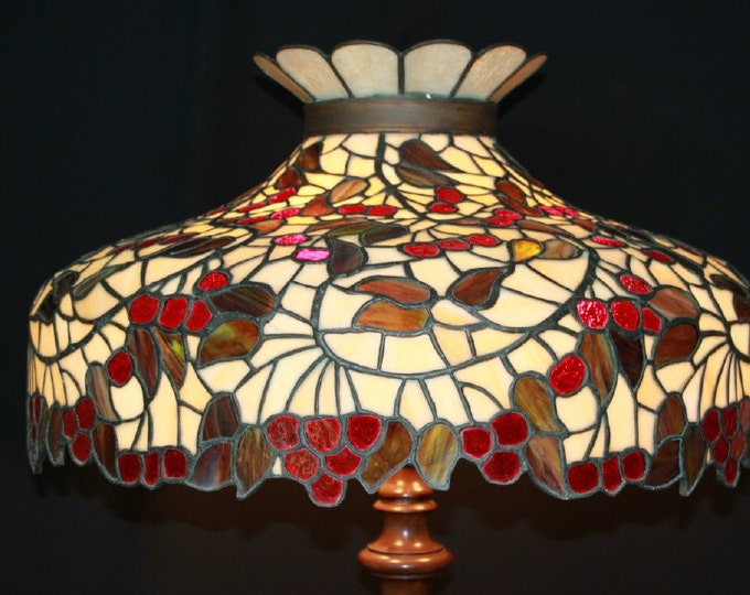 Chicago Mosaic Leaded Stained Glass Lamp Shade Cherry Tree Tiffany Style 25"