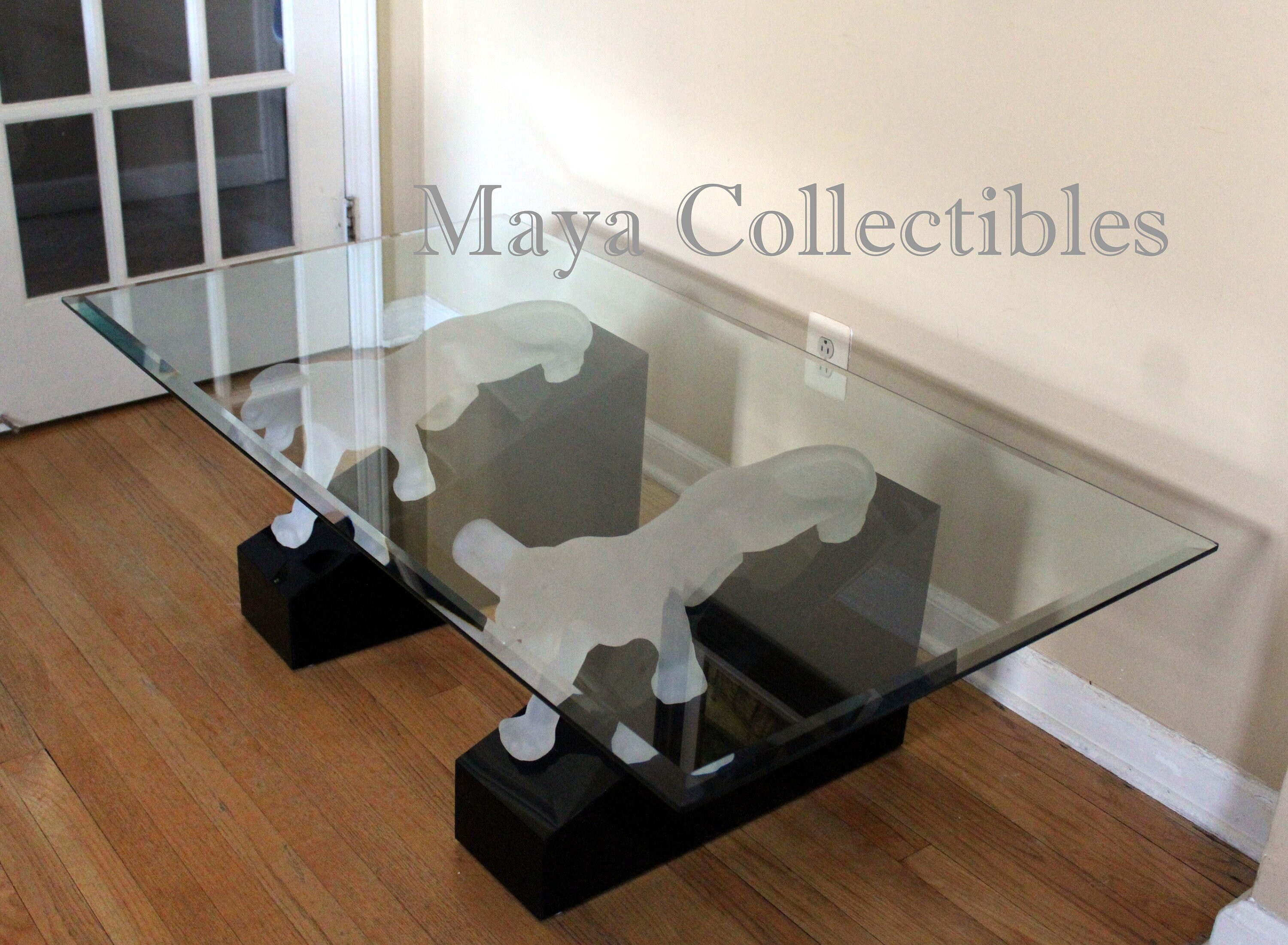 Panther coffee table cheap with glass top