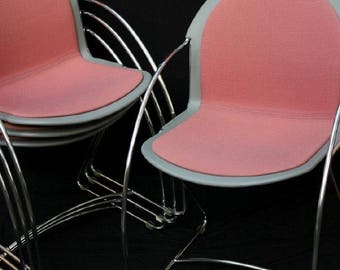 Mid Century Modern Vintage Steelcase Chairs Chrome Frame Stackable - 4 Available - 125 each