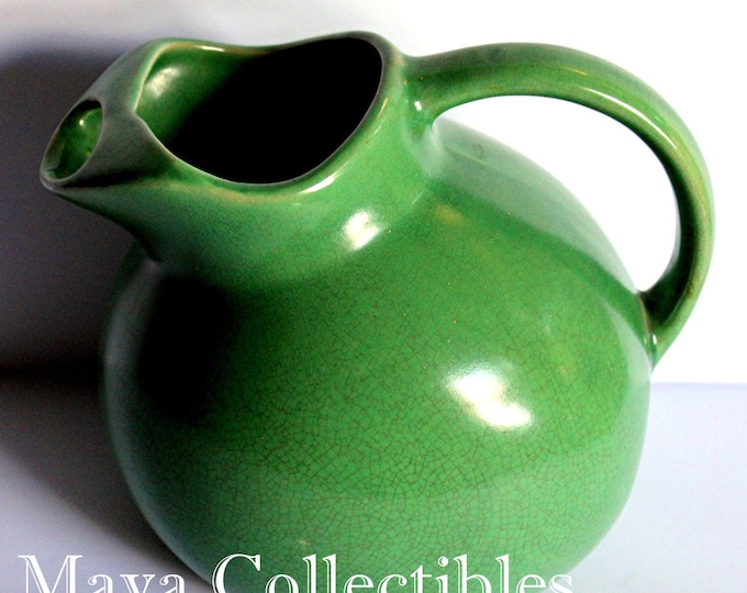 Vintage Matte Green Unsigned Ball Pitcher Teco Style