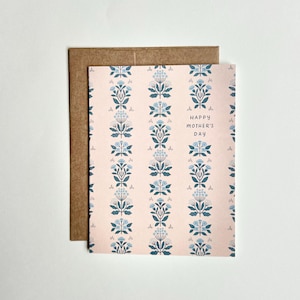 Cartão de Dia das Mães | Inspirado em estampa floral | A2 | Interior em branco | Envelope Kraft