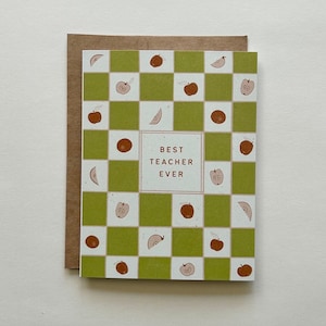 Cartão de professor Checkers + Apples | Cartão tamanho A2 com envelope Kraft | Em branco por dentro