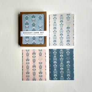 BOUQUET Assorted Boxed Card Set | 8er-Set | Illustriert, Blumenmuster | Muttertag, Hochzeit, Baby, Love You | Innen leer | Umschläge