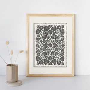 May include: A framed print featuring a floral pattern in shades of gray and white. The artwork includes a border with text from Jeremiah 17:7-8. The print is displayed in a light wood frame, adding a touch of natural warmth to the design.