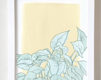 Impression d'art pothos aquarelle | 5 x 7 ou 8 x 10