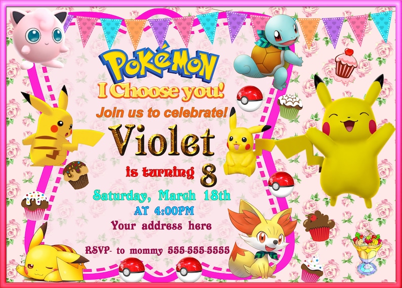 Pokemon Invitation Custom Printable Digital File Birthday | Etsy