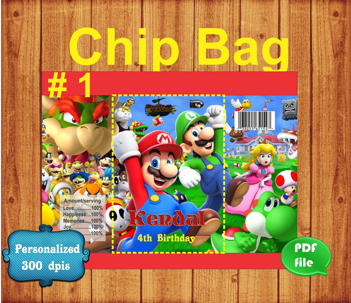 Super Mario Chip Bag Choose Your Design Preferred Chip Bag | Etsy