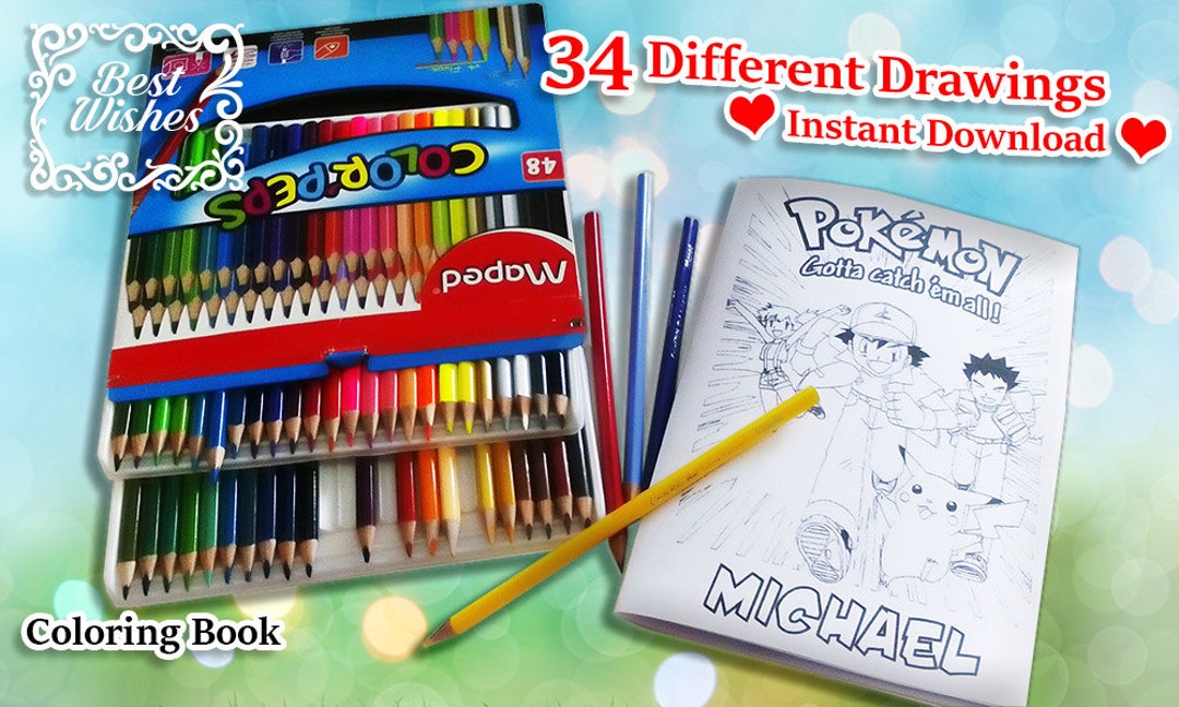 Pokemon Coloring Book Pokemon Coloring Pages Pokemon Party - Etsy