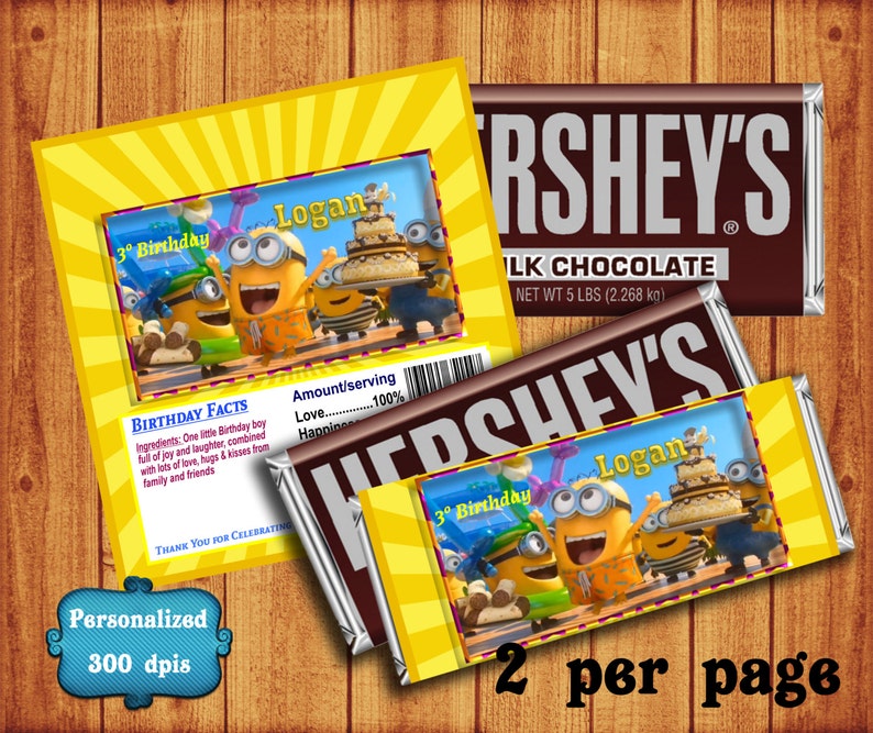 12 Lego Hershey Candy Bar Wrapper Party Favor Child/'s Birthday Custom