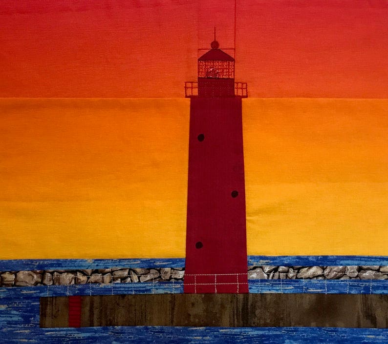 Muskegon S. Pierhead, MI Lighthouse Quilt Pattern Etsy